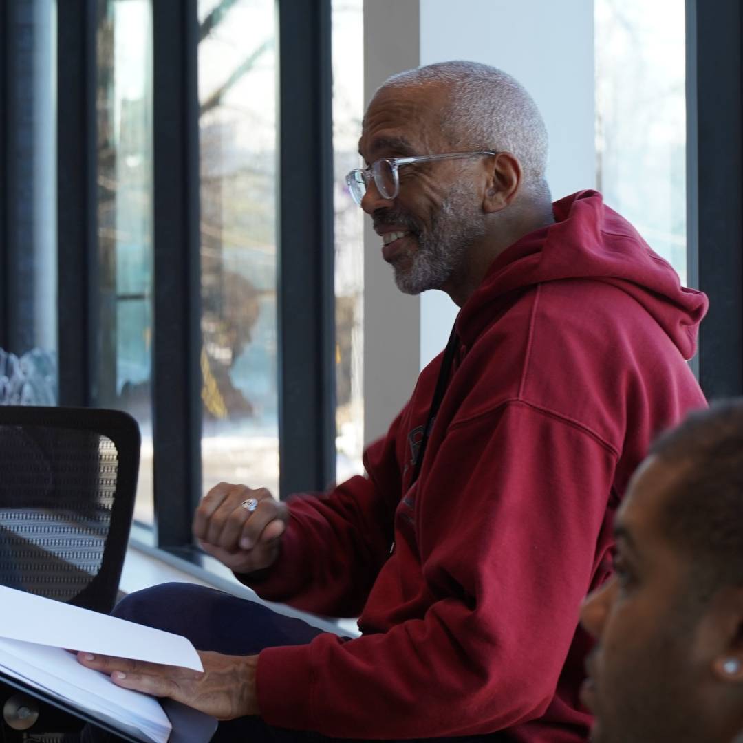 PRIMARY TRUST director Timothy Douglas in rehearsal