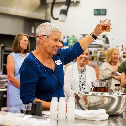 Deb leading a class on food.