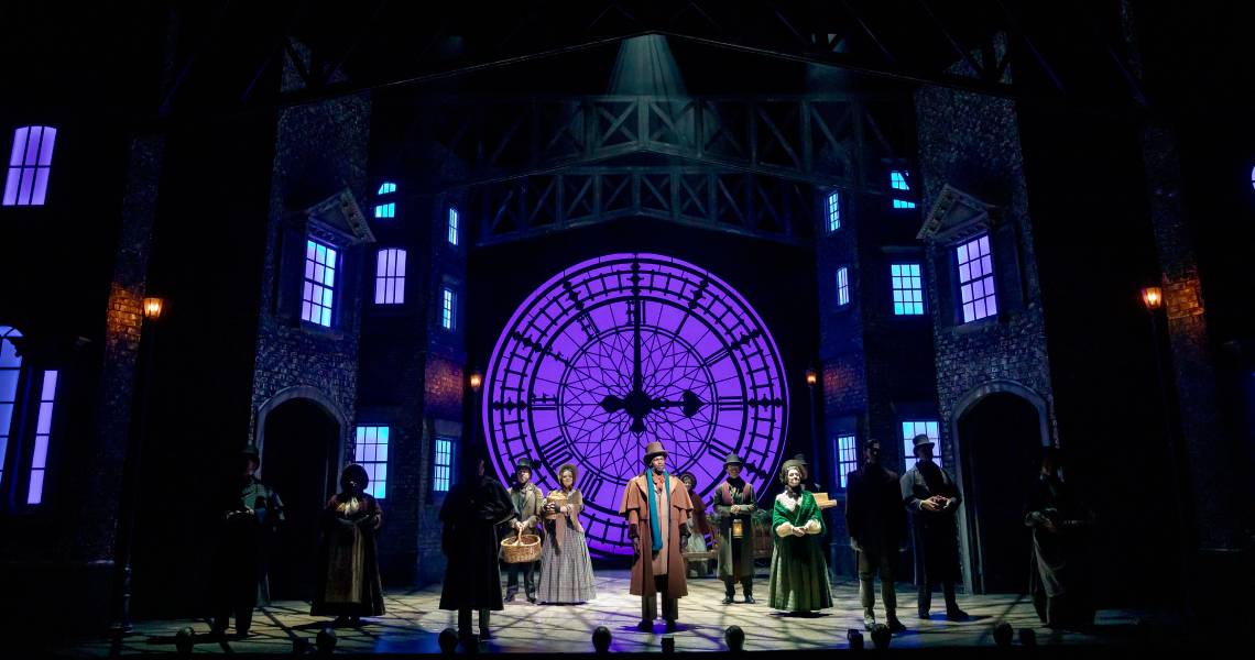 The cast of A Christmas Carol at Cincinnati Playhouse in the Park. Photo by Mikki Schaffner.