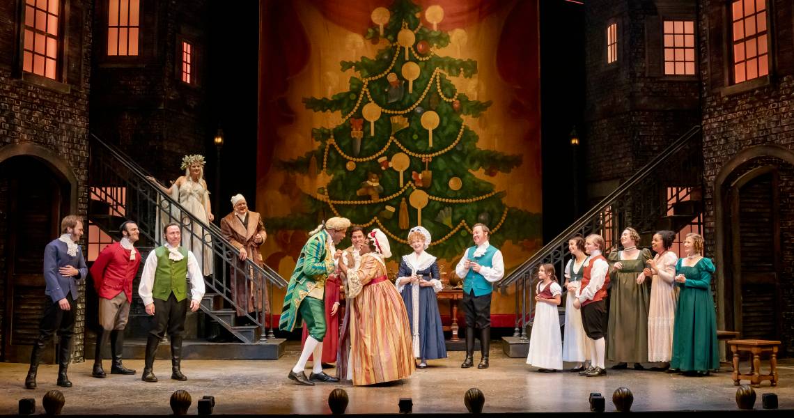 The cast of A CHRISTMAS CAROL at Cincinnati Playhouse in the Park. Photo by Mikki Schaffner.