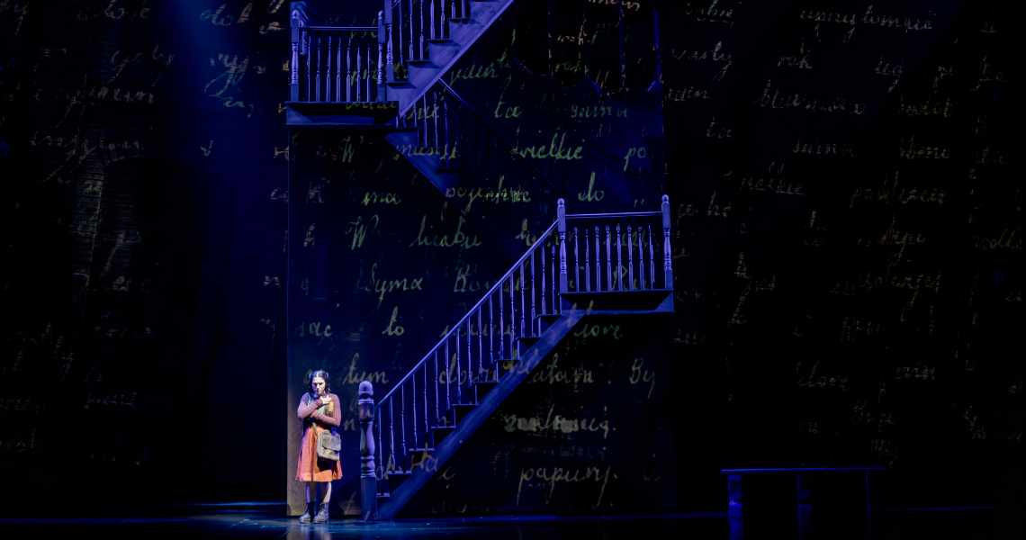 Lana Schwartz (Rutka) in the world premiere musical RUTKA at Cincinnati Playhouse in the Park. Photo by Mikki Schaffner.