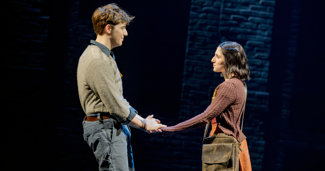 Ayden Weinstein (Janek) and Lana Schwartz (Rutka) in the world premiere musical RUTKA at Cincinnati Playhouse in the Park. Photo by Mikki Schaffner.