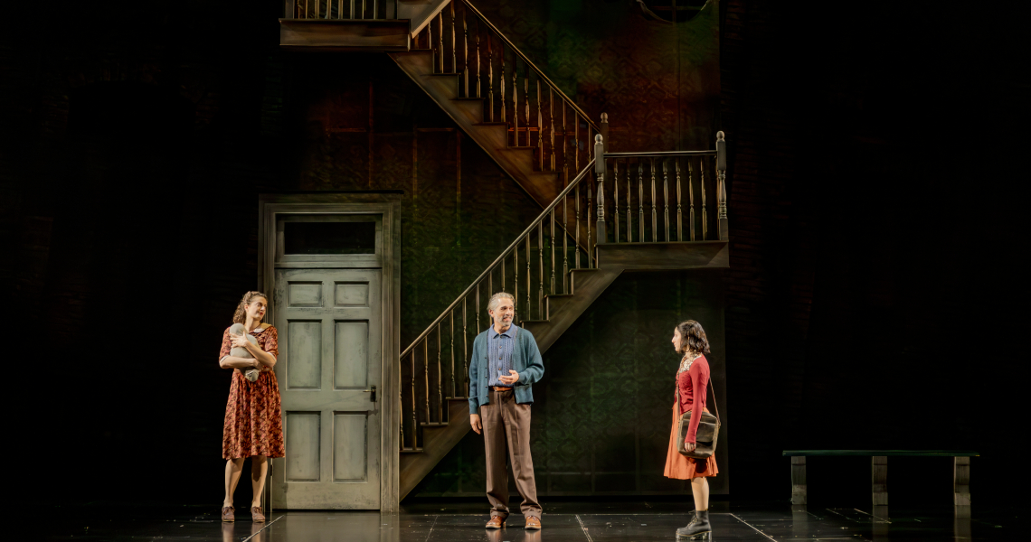 Bex Odorisio (Dvorah), Ben Cherry (Yaacov) and Lana Schwartz (Rutka) in the world premiere musical RUTKA at Cincinnati Playhouse in the Park. Photo by Mikki Schaffner.