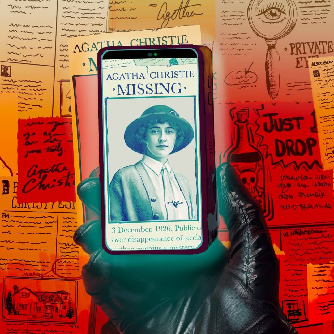 AGATHA CHRISTIE MISSING on a phone screen